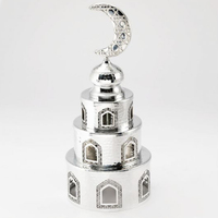 Ensemble de 3 minarets en métal au design luxueux en acier inoxydable avec couvercle en croissant de lune
