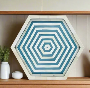Plateau de service de luxe avec incrustation d'os, présentoir décoratif floral artistique élégant, pièce de déclaration de décoration d'intérieur disponible au prix de gros - Product Image 1