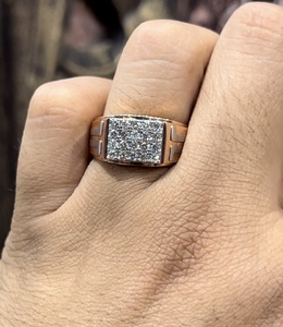 Anillo de diamante de oro blanco sólido de 14K y 18K hecho a mano para hombre, elegante anillo de promesa de aniversario con diseño único para él - Product Image 2