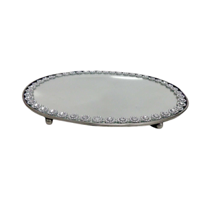 Bandeja ovalada de artículos de servidor de diseño clásico, bandeja de servicio de comida de restaurante de Metal de níquel para Decoración de mesa hecha a mano a granel - Product Image 1