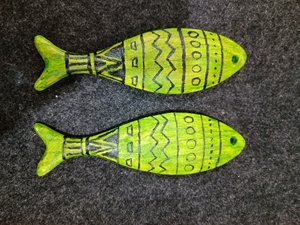 Decoración de pared de peces de madera natural de colores, pez colgante de pared pintado, decoración del hogar - Product Image 3