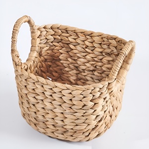 Panier en jacinthe d'eau tissé à la main, essentiels pour la maison, rangement, panier à linge naturel - Product Image 5