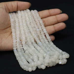 Cuentas Redondas Lisas de Piedra Lunar Arcoíris Natural, 5-8 mm, Cuentas Lisas de Piedra Lunar Arcoíris Brillante, Calidad AAA - Product Image 1