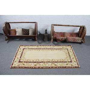 Tapis turc, tapis vintage 2,5x4,9 pieds, tapis en laine marocaine beige brun - Product Image 3