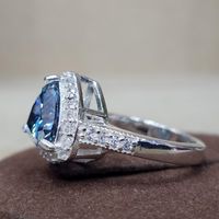 Blauer Trillion-Schliff Original Moissanit Edelstein 925 Sterling Silber Feiner Schmuck Eternity Vergoldeter Großhandel Statement-Ring