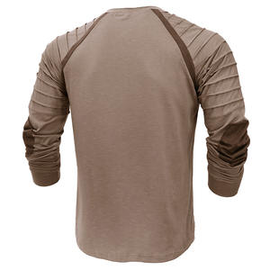 Logo personnalisable OEM T-shirt de sport Henry respirant à manches longues pour hommes Hauts tricotés européens et américains vierges - Product Image 4