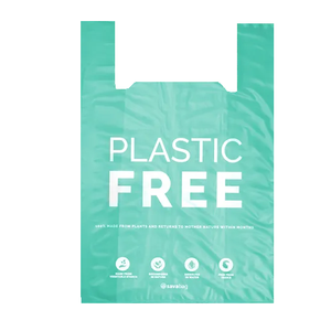 Sac de t-shirt de supermarché personnalisé OXO + PLA biodégradable 100% compostable à gousset latéral bon prix pour l'emballage. - Product Image 6