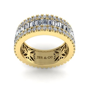 Top vendedor Baguette y Diamante redondo chapado en oro 925 Plata Pave Set banda de boda para mujeres moda de lujo a precio al por mayor - Product Image 3