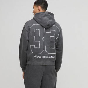 Sudadera con capucha lavada con serigrafía cuadrada de gran tamaño al por mayor, sudaderas con capucha transpirables para hombre, mezcla de algodón, diseño personalizado, última moda - Product Image 6