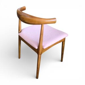 Mid Century Modern Teak Bull <b>Chair</b> Solid Wood Cow Horn Dining <b>Chair</b> with <b>Upholstered</b> Fabric Seat for Restaurant & Hotel Project - Product Image 3