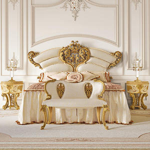 צרפתי קלאסי יוקרתי ריבה עץ אלגנטי גילוף המלכה מיטה וילה וילה רומנטית בסגנון יוקרתי בד יוקרתי - Product Image 1