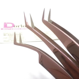 แหนบขนตาปลอมปลายเป็นเส้นใยสีโรสโกลด์ที่กำหนดเองได้ฉลากตามต้องการ - Product Image 1