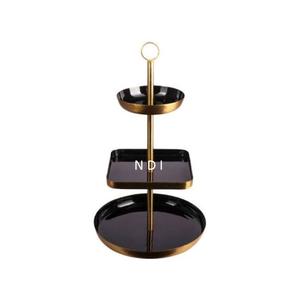 Soporte para pasteles de aluminio de tres niveles con acabado antiguo de forma redondeada de estilo alemán, el más vendido para el hogar y restaurantes. - Product Image 1
