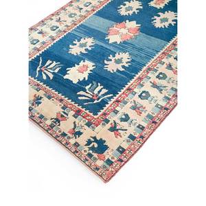 Tapis en laine noués à la main Nuray Blue Pae-893 pour salon, chambre à coucher - Motif médaillon rectangulaire, patchwork diamanté, couloir disponible - Product Image 2