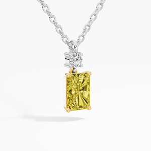 Collier pendentif en moissanite taille radiant plaqué or 14 carats en argent 925 pour femme, certifié par un tiers, best-seller VABS DIAMOND - Product Image 4