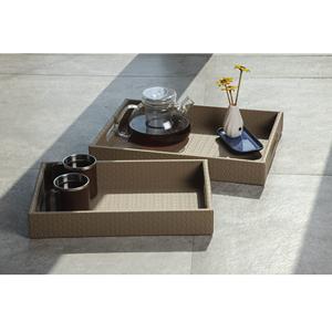 Vente en gros d'artisanat vintage Cadeau de luxe Accessoire en cuir Plateau de décoration de table Plateau de service Rectangle Collection Entwine écologique - Product Image 5