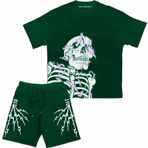 Ensemble streetwear : T-shirts oversize et pantalons évasés amples, impression DTF avec strass, option logo personnalisé, grandes tailles - Product Image 4