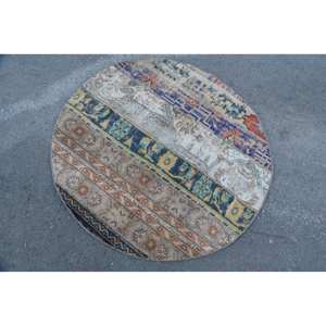 พรมสีฟ้าสไตล์โบฮีเมียนสไตล์วินเทจขนาด4.2 x 4.2ft กิโลกรัมตัวต่อขนาดใหญ่ทรงสี่เหลี่ยมผืนผ้าดีไซน์ขนแกะสำหรับห้องโถงห้อง - Product Image 4