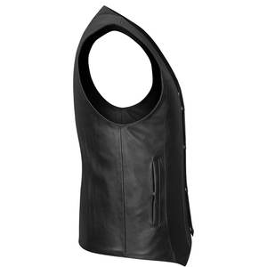 Gilet de moto en cuir premium pour homme, poche noire, design décontracté d'hiver, imperméable, coupe-vent pour la conduite en moto par tous les temps - Product Image 3