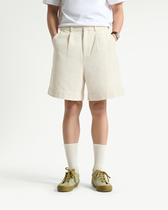 Pantalones cortos informales de color caqui para hombre, cintura media sólida, cierre de cordón, algodón ecológico, licra, comodidad, ajuste relajado, rutina de Vietnam - Product Image 1
