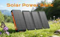 Batterie solaire pliable ZL-900 16000mAh, charge rapide 15W, type-C, 4 panneaux solaires, chargeur portable avec lampe torche pour l'extérieur