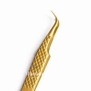 Professional Gold Lash Tweezers Curved Tip Easy Grip <b>Eyelash</b> Extension Tool Volume Lash <b>Applicator</b> - Product Image 2