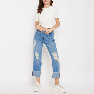 Pantalones vaqueros desgastados para mujer de fabricante pakistaní de calidad superior, pantalones transpirables ligeros de secado rápido para mujer - Product Image 4