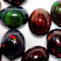 GEMFORTE INC Opale de feu noire, cabochon de forme ovale 14x12MM, grande pierre précieuse en vrac, opale éthiopienne polie, fabriquée à la main