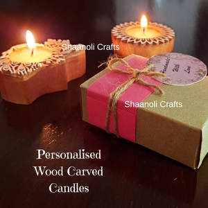 Ensemble de bougeoirs en bois de forme mixte faits à la main, décoration d'intérieur avec boîte, cadeau de mariage comprenant d'autres lanternes et bocaux à bougies - Product Image 1