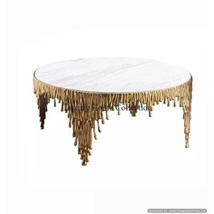 Table commune 3 en 1 avec abat-jour doré Design antique Centre fantaisie et table d'appoint 3 organisateurs de stockage Fourniture de restaurants et d'hôtels - Product Image 5