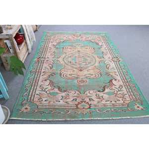 Alfombra Turca Vintage de 5.5x8.1 pies, Alfombra Grande, Alfombra de Lana Verde - Product Image 2