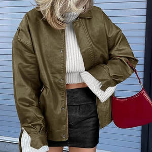 Chaquetas ajustadas de talla grande con cuello levantado para hombre con cremallera, chaqueta de cuero para motocicleta de cuero Pu para hombre - Product Image 4