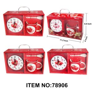 24pcs/CS tazza di san valentino in ceramica con orologio per celebrare l'amore - Product Image 1