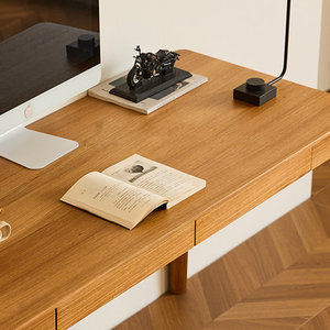 Warm <b>Walnut</b> Solid Wood Rectangular Computer Desk with Rounded Edges Wide Storage <b>Drawer</b> 1-Year Warranty - Product Image 2