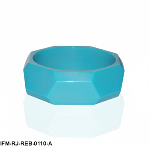 Turquoise Blue Chunky Resin <b>Bangle</b> <b>Bracelet</b> Bold Hexagonal Geometric Faceted Wristband Trendy Statement Jewelry for Party - Product Image 4