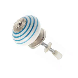High Standard Ceramic <b>Knobs</b> <b>Drawer</b> Cabinet Handle <b>Pulls</b> White with Turquoise Stripe for Wardrobe Kitchen Bedroom Use - Product Image 3