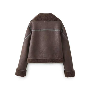 Premium Style Women's Sheep Skin PU <b>Shell</b> 3D Pattern Quick Dry Autumn/Winter <b>Suit</b> <b>Jacket</b> with Lapel Pocket and Button Decoration - Product Image 2