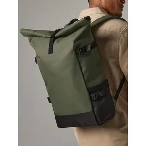 Customizable <b>Roll</b>-Top <b>Backpack</b> Block Merchandising Promotional Item - Product Image 4