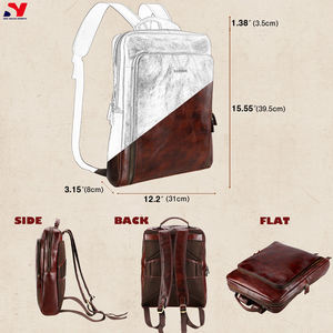 High Quality Leather <b>Bag</b> Latest Designer Italian Vegetable Tanned Leather Backpack for Men or Women - Product Image 4