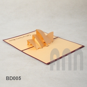 Carte personnalisée de l'opéra de Sydney 3D Pop faite à la main Carte élégante UV en papier kraft de haute qualité pour cadeau de voeux souvenir - Product Image 3