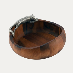 Bol à salade en bois de conception standard faite à la main moderne argent Animal Accent matériau en bois de la meilleure qualité pour les accessoires de mariage à la maison - Product Image 1