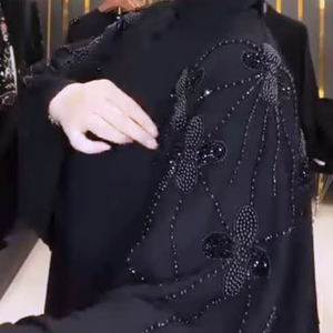 Prima mano trabajo Abaya estilo Dubai islámico elegante modesto mujer tradicional musulmana ropa con accesorio incluido - Product Image 1