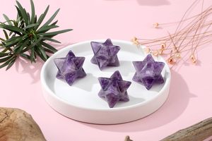 Cristales de Merkaba de amatista tallada, piedra Natural a granel para práctica espiritual, serenidad e intuición, artesanía de piedra de Merkaba de cristal - Product Image 5