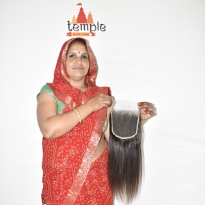 Extensions de cheveux humains indiens 6*6 HD Closure Machine, double trame, tissage brut non traité, couleur naturelle noire, 100% vierge Remy, à clipser - Product Image 1