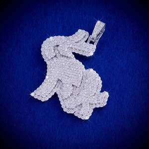 Colgante de Letra con Moissanita VVS, Plata 925, Engaste Mosaico Galaxia, Iniciales Personalizadas, Estilo Hip Hop - Product Image 5