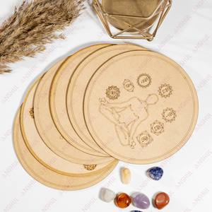 Platos Redondos de Madera de 6 Pulgadas con 7 Chakras para Yoga, Platos de Sanación Natural para Amantes del Yoga y Meditación, Precio al por Mayor - Product Image 3