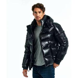 Envío rápido tela de invierno logotipo personalizado de talla grande adulto chaqueta acolchada abrigo hombres extraíble con capucha abajo brillante - Product Image 2