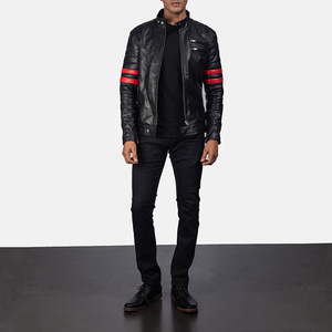 Veste en cuir de vache véritable pour moto d'hiver, étiquette privée personnalisée, style streetwear pour homme, col montant, séchage rapide, respirante, lettres - Product Image 3