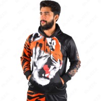 Conjunto personalizado de pantalones de chándal y Sudadera con capucha Unisex Sublimación Imprimir Leones Sudaderas con capucha de gran tamaño de alta calidad Conjuntos Unisex al por mayor