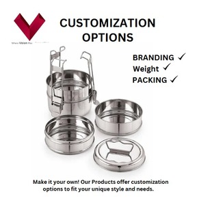 Hot <b>Sale</b> Stainless Steel Tiffin <b>Box</b> 9*3 Clip Carrier <b>for</b> Hotel Restaurants and Kitchen <b>for</b> Your Meal - Product Image 3